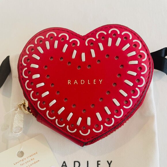 Radley London Leather Heart Shaped Coin Purse, red - Picture 9 of 10